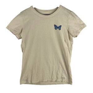 Life is Good Crusher WMNS M Cream Butterfly Floral Best Things In Life Tee Shirt